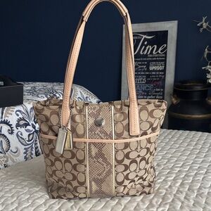 Coach Signature Python Tote with Leather Trim - F27362